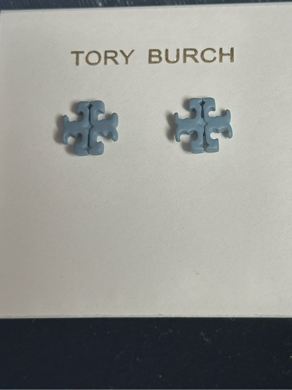 Tory Burch Powder Blue Double-T Stud Earrings